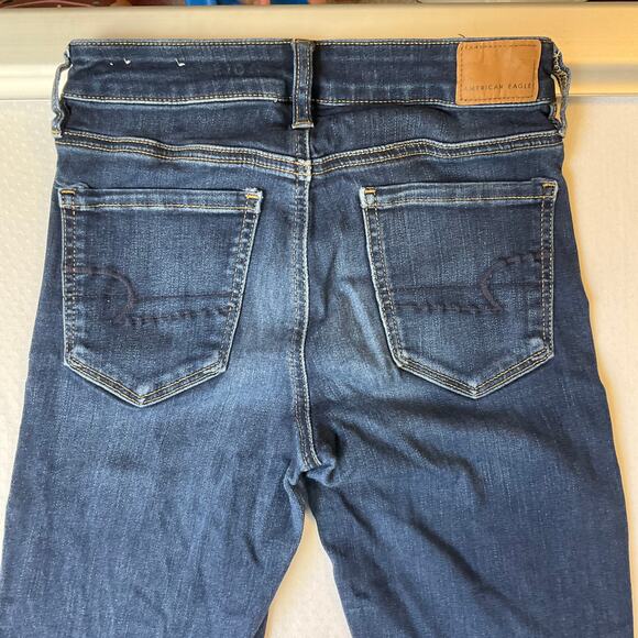 American Eagle Outfitters Women Skinny Jeans size 2 US Blue Mid Rise Stretch - Picture 11 of 11